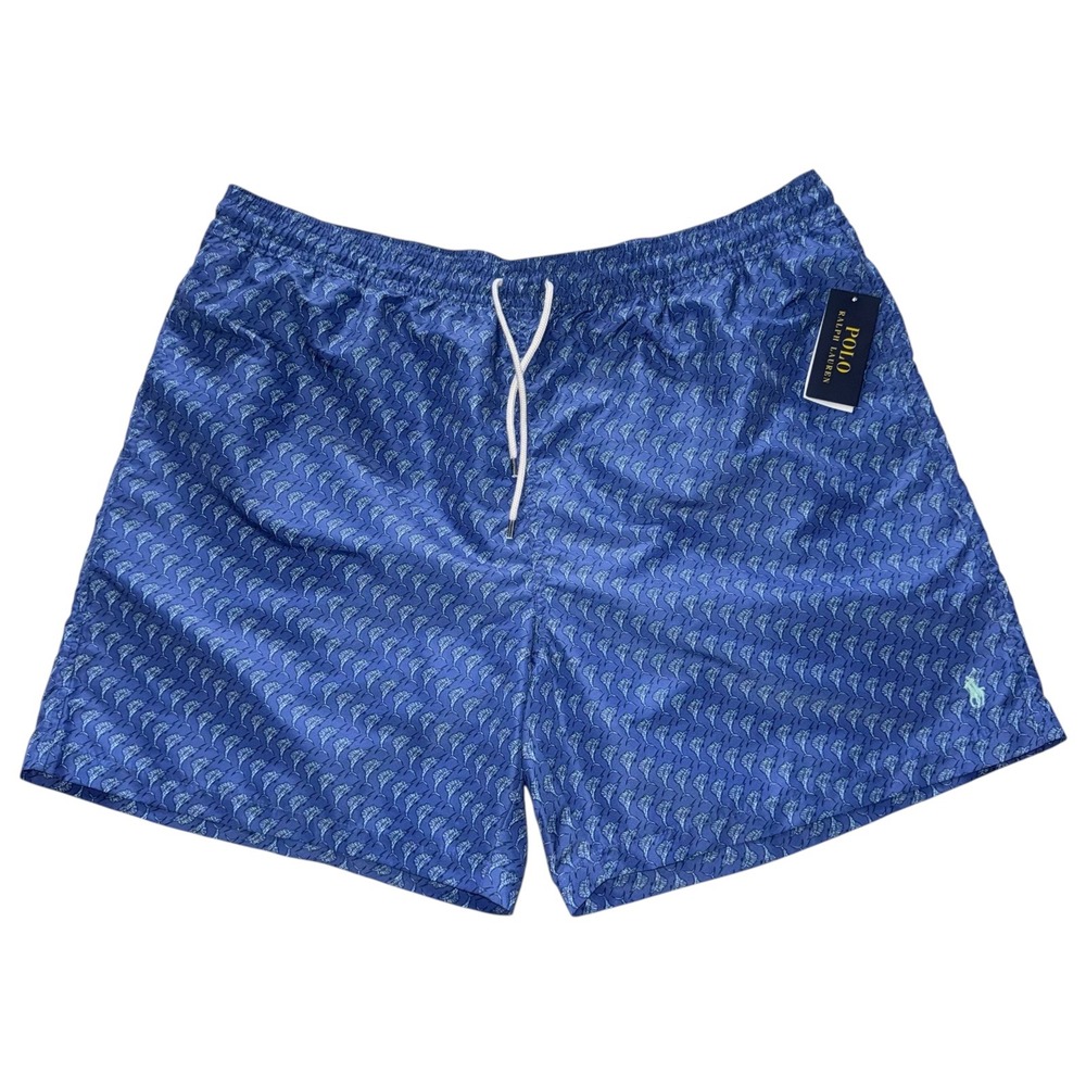 Polo Ralph Lauren‎ Mens 2XLB Blue Swim Trunks Swordfish Board Shorts Blue Pony